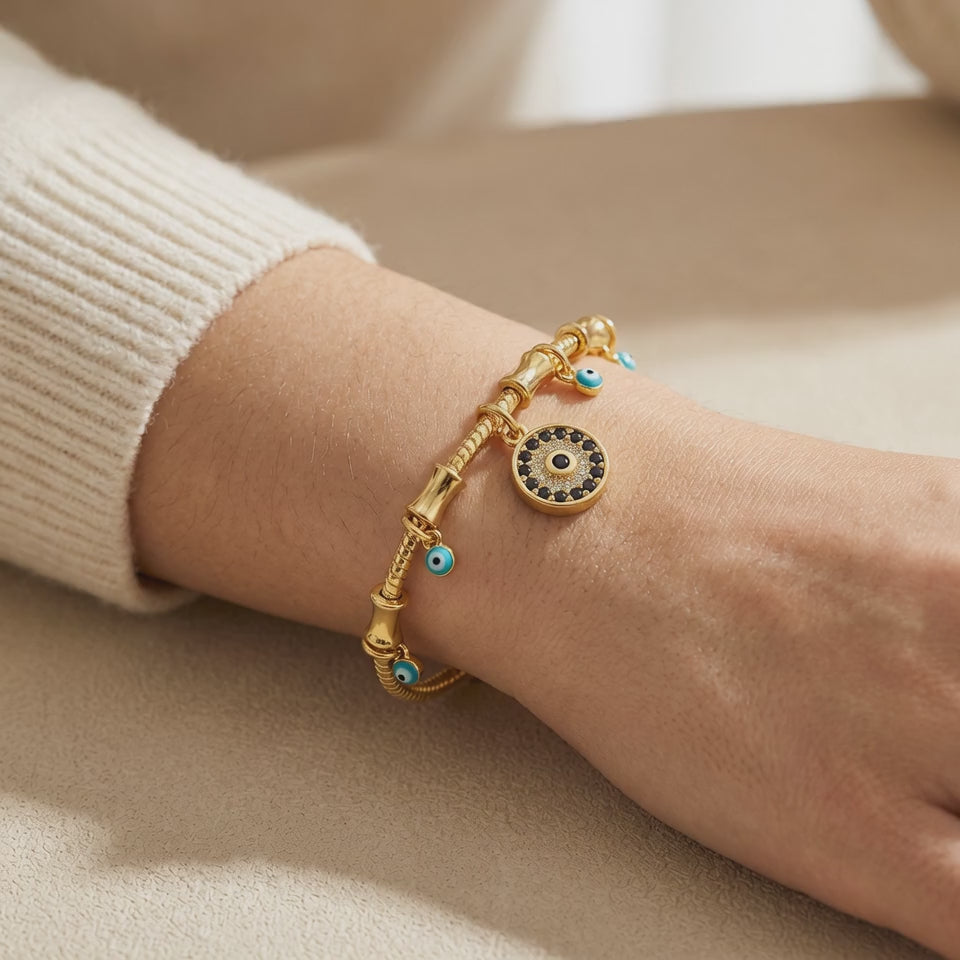 Evil Eye Gold Bangle