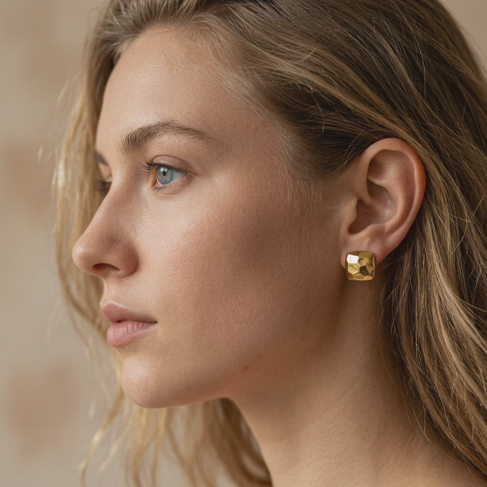Sculpted Square Studs
