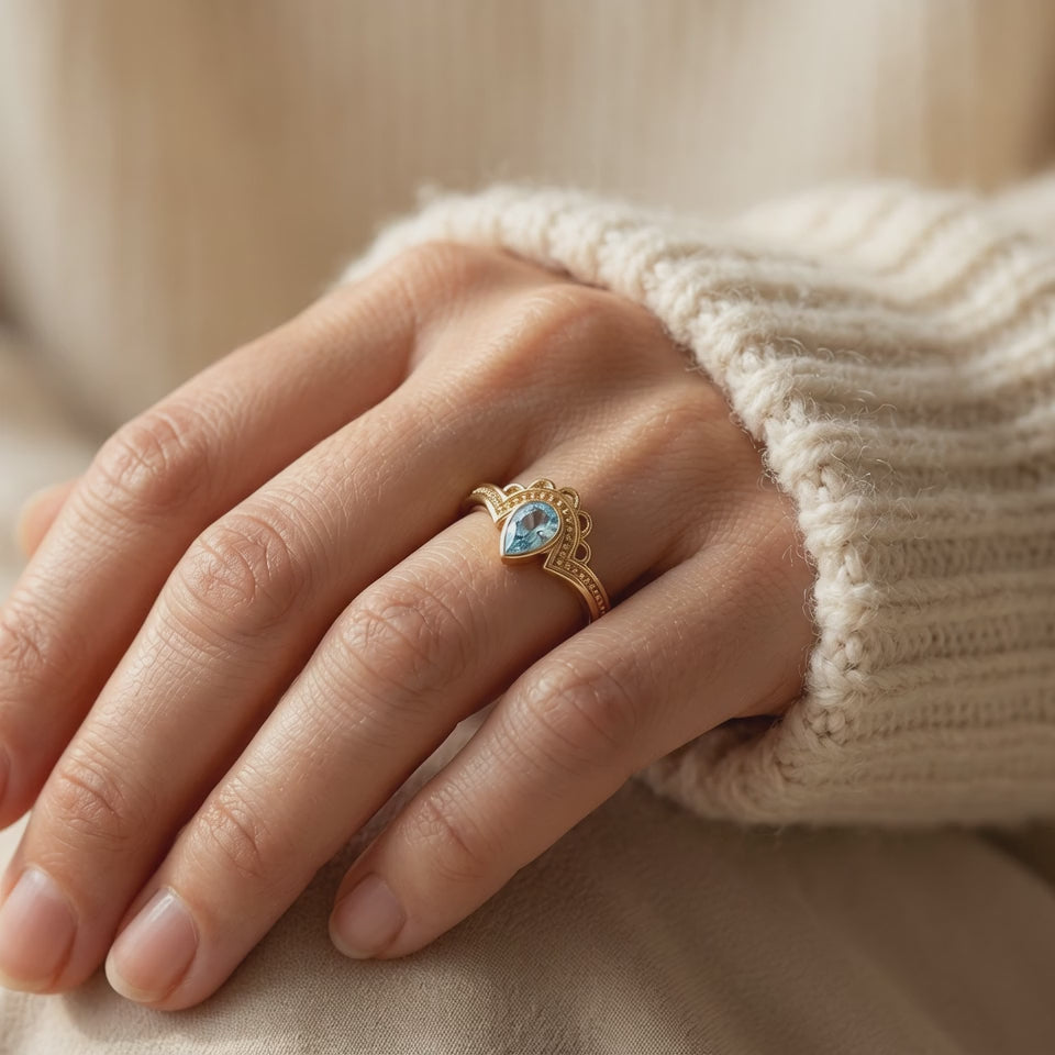 Crown Crystal Gold Ring