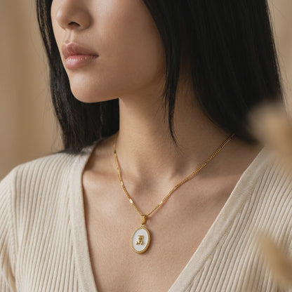 Enamel Teddy Bear Gold Necklace