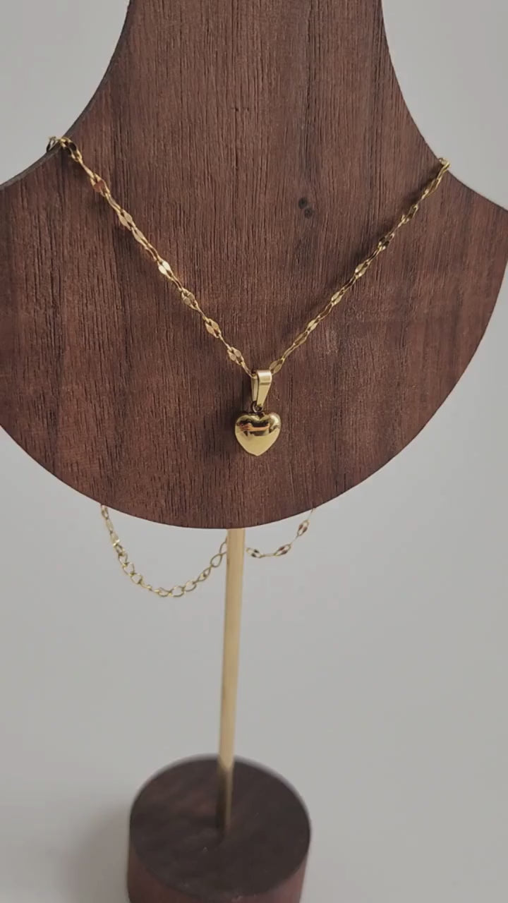 18K Gold Dainty Heart Necklace Minimalist Pendant Women Engagement Gift Jewelry