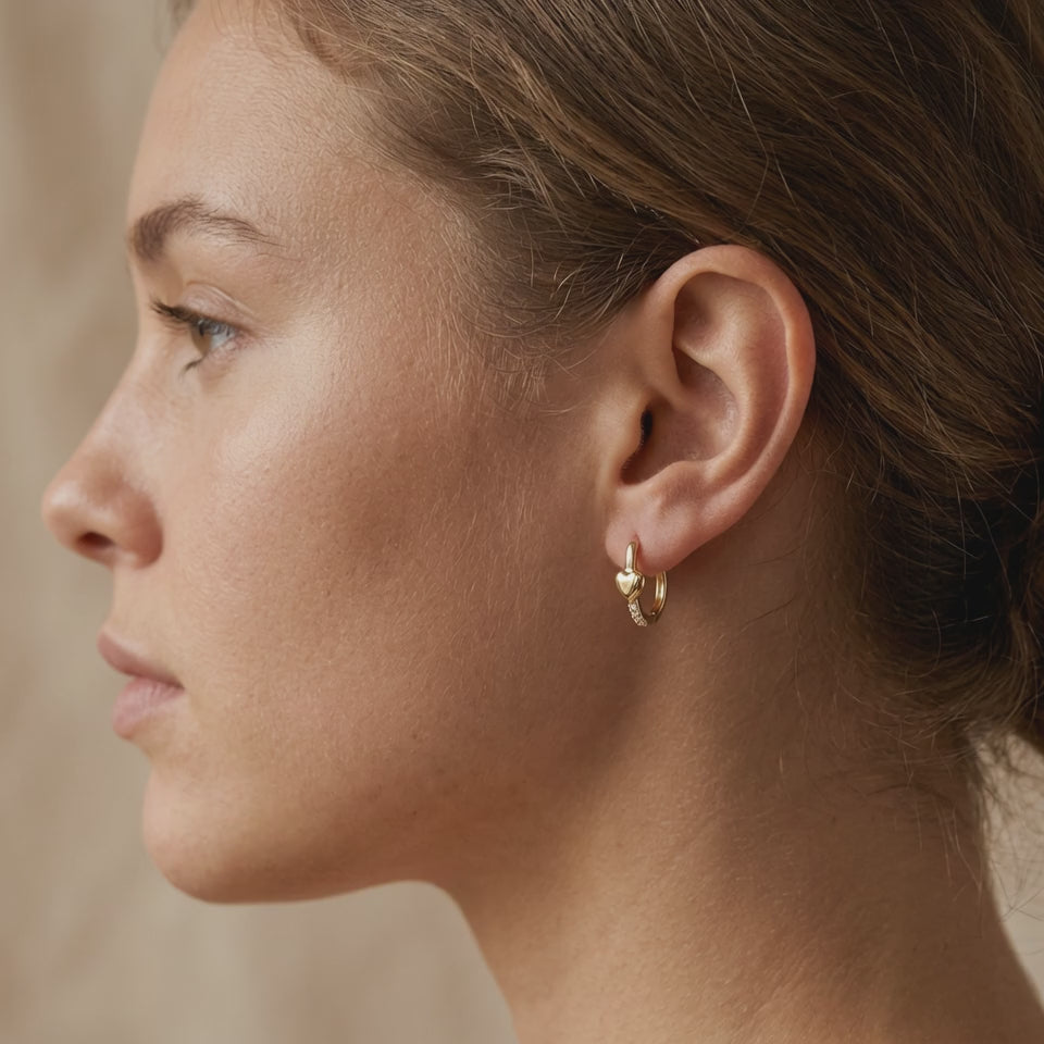 Heart Pavé Gold Hoops