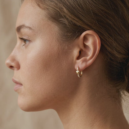 Heart Pavé Gold Hoops