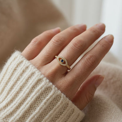 Crystal Evil Eye Gold Ring