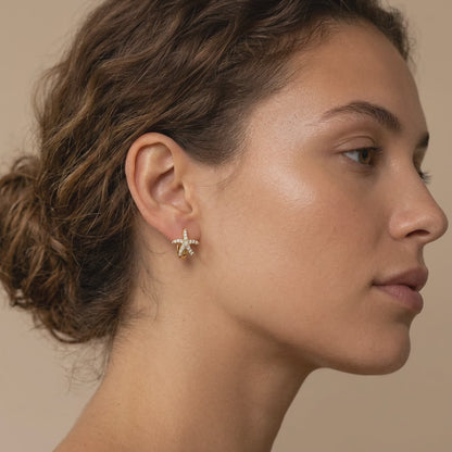 Star Pavé Gold Hoops