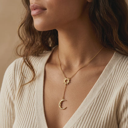 Sun &amp; Moon Y Gold Necklace
