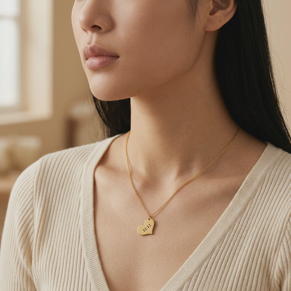 11:11 Heart Gold Necklace