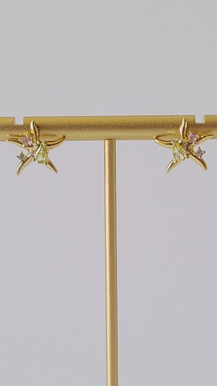 Gold Abstract Star Studs