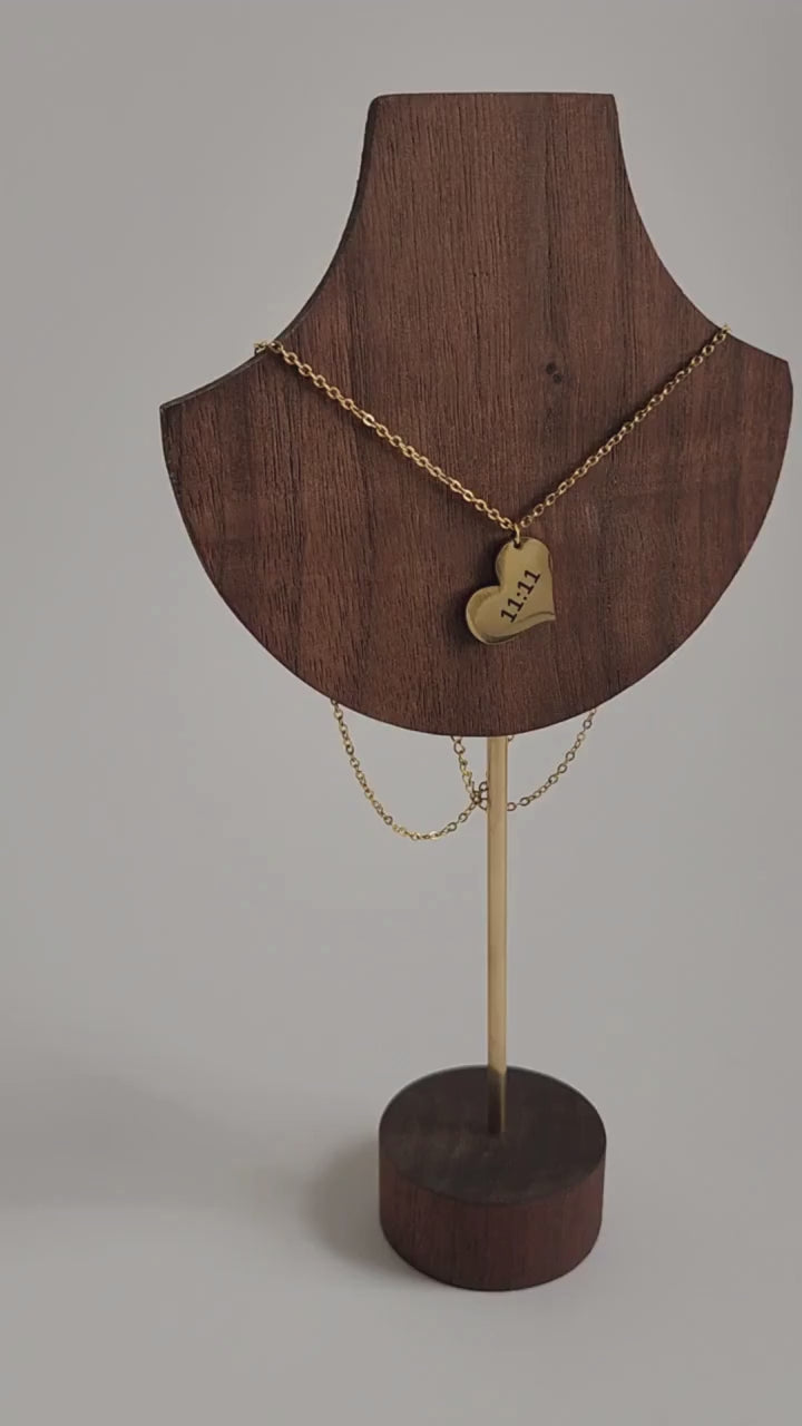 Gold 11:11 Heart Necklace