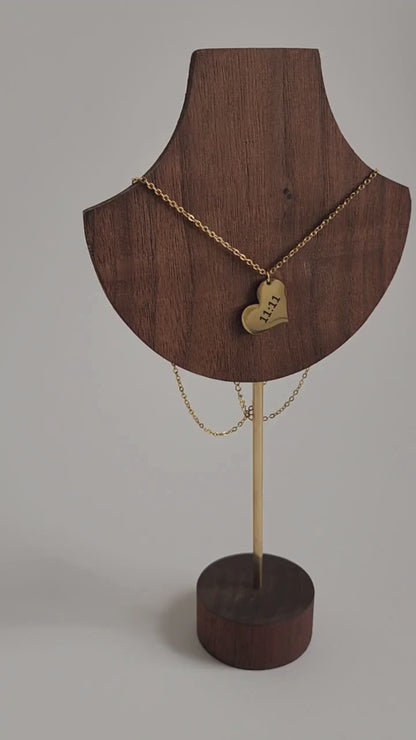 Gold 11:11 Heart Necklace