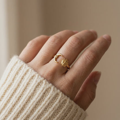 Sun &amp; Moon Gold Ring