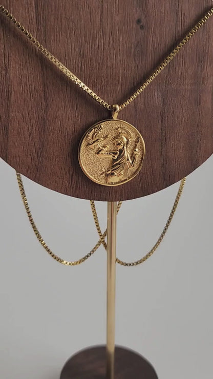 Athena Coin Gold Necklace