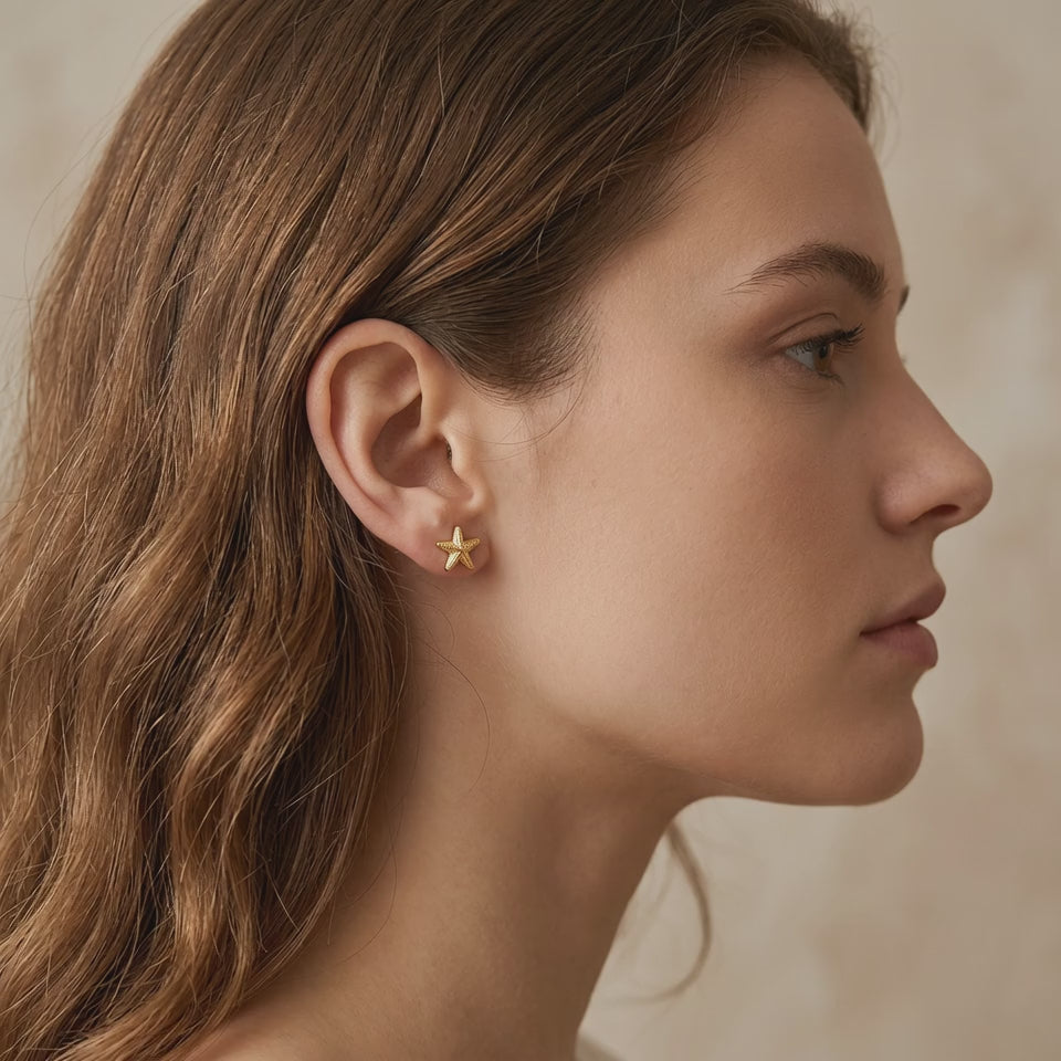 Starfish Gold Stud Earrings