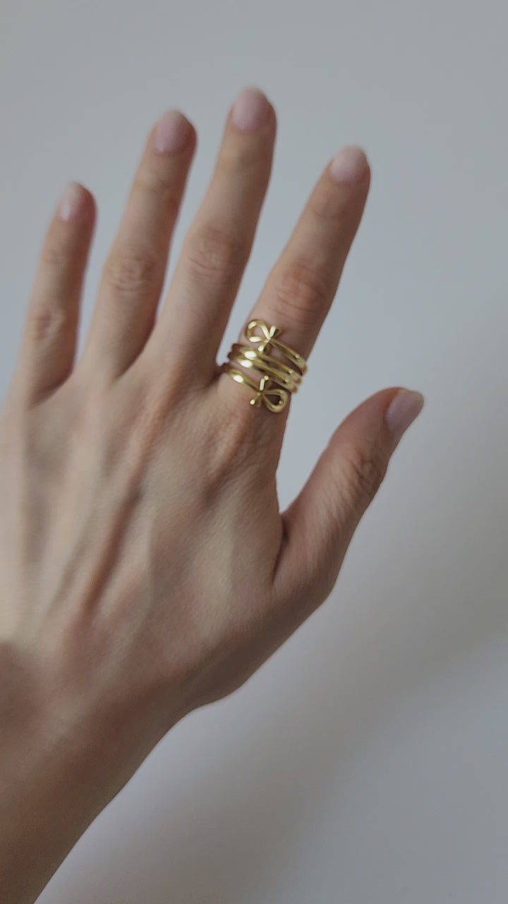 18K Gold Egyptian Ankh Ring, Dainty Life Key Band, Hieroglyph Pharaoh Gift