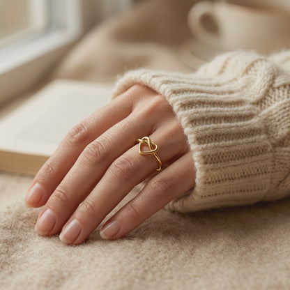 Minimal Heart Gold Ring