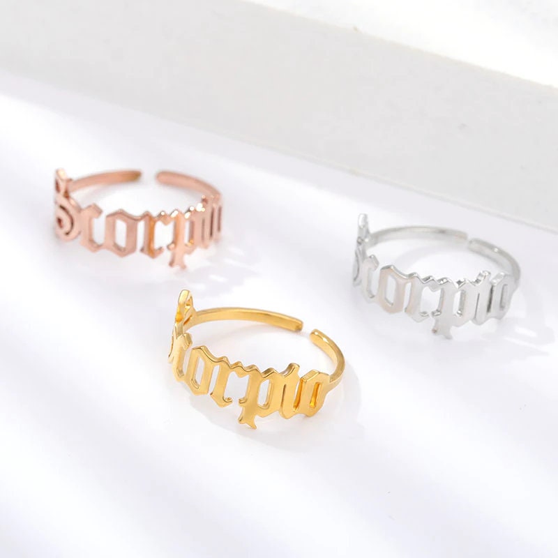 Horoscope Ring, Dainty Horoscope Ring, 18K Gold Horoscope Ring, Constellation Fashion Ring for Women, Gift for Her