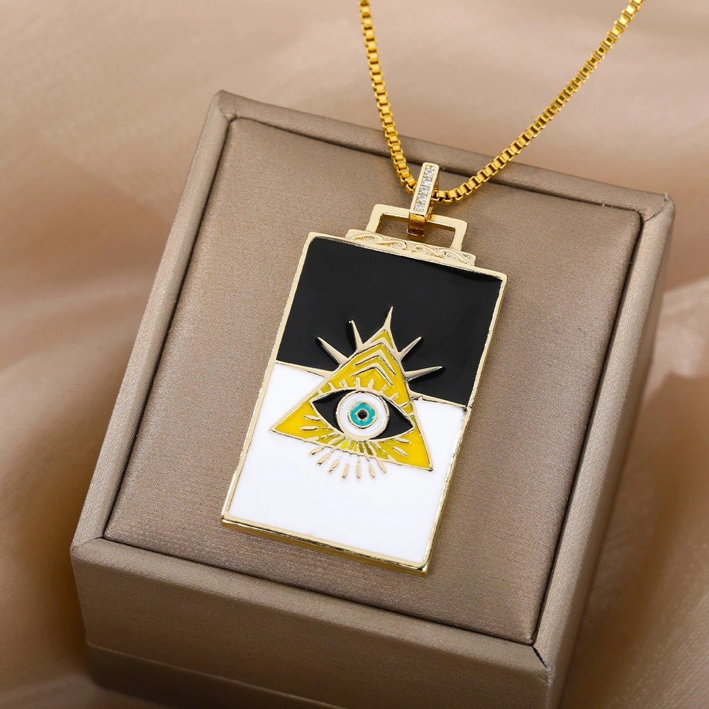 Gothic Evil Eye Charm, Gothic Evil Eye Necklace, 18K Gold Evil Eye Charm, Gothic Fashion Necklace for Women, Gift for Her