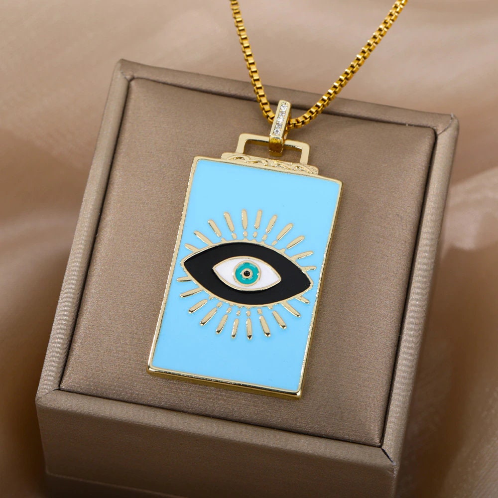 Gothic Evil Eye Charm, Gothic Evil Eye Necklace, 18K Gold Evil Eye Charm, Gothic Fashion Necklace for Women, Gift for Her