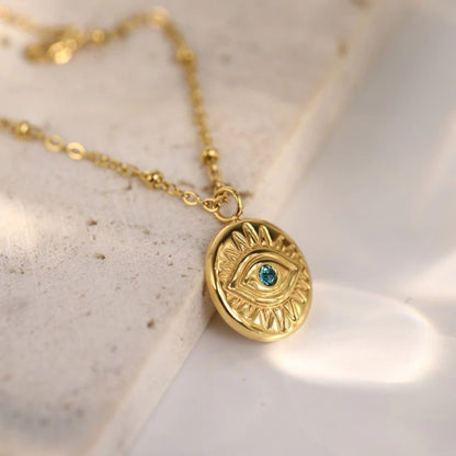 Evil Eye Heart Charm, 18K Gold Evil Eye Charm, Gold Evil Eye Necklace, Gothic Evil Eye Necklace for Women, Gift for Her