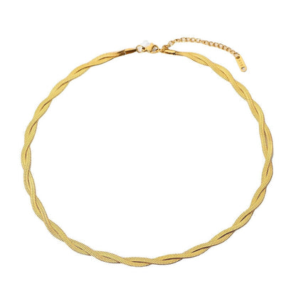 18K Gold Layer Chain, Double Layering Chain, Gold Twist Necklace for Women, Gift for Her