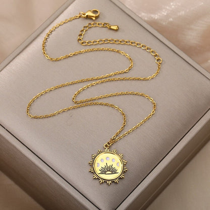 18K Gold Sun Pendant, Gold Sun Charm, Gold Sun Necklace for Women, Gift for Her