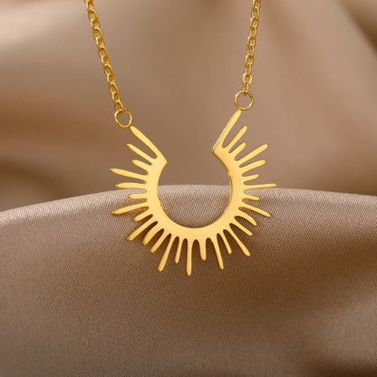 Gothic Sun Charm, 18K Gold Sun Necklace, Gothic Sun Fashion Necklace for Women, Gift for Her