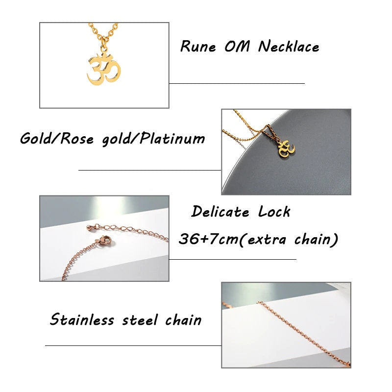 18K Gold Om Charm Pendant, Gold Om Necklace, Mantra Fashion Necklace for Women, Gift for Her