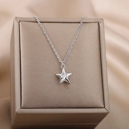 Cute Star Necklace, 18K Gold Star Necklace, Punk Star Fashion Necklace for Women, Gift for Her