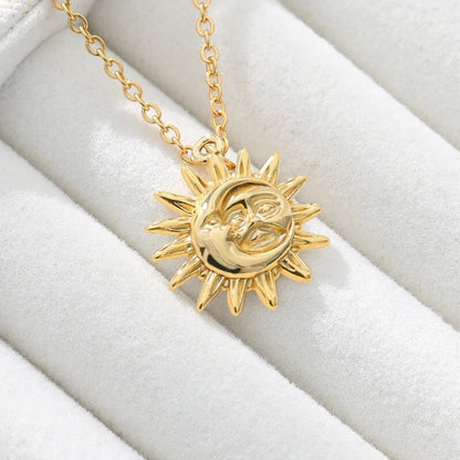 Gothic Sun Charm Pendant, 18K Gold Sun Necklace, Gothic Sun Fashion Necklace for Women, Gift for Her