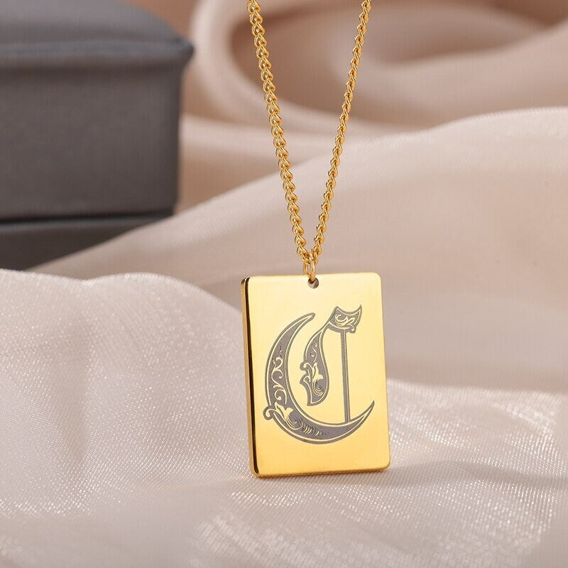 Custom Initial Charm Pendant, 18K Gold Initial Necklace, Custom Letter Necklace for Women, Gift for Her