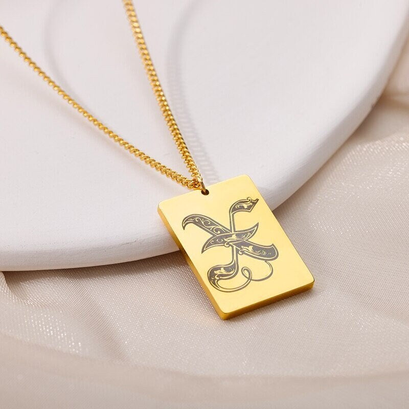 Custom Initial Charm Pendant, 18K Gold Initial Necklace, Custom Letter Necklace for Women, Gift for Her