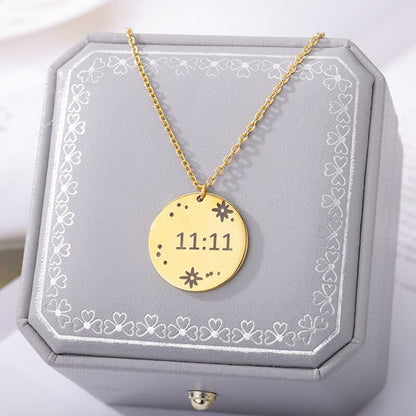 Angel Number 11:11 Coin Pendant, 18K Gold Angel Number Charm, Angel Number Necklace for Women, Gift for Her