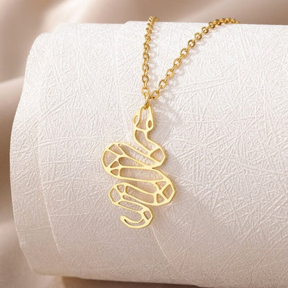 Punk Snake Necklace, 18K Gold Snake Necklace, Snake Contour, Punk Fashion Necklace for Women, Gift for Her