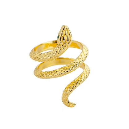 18K Gold Snake Ring, Punk Snake Ring, Party Snake Ring, Snake Wrap Ring, Punk Fashion Ring for Women, Gift for Her