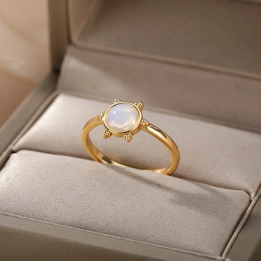 Anti Stress Ring, Anxiety Ring, Mood Tracker Ring, Sun Charm, 18K Gold Sun Ring, Gold Mood Tracker Ring for Women, Gift for Her