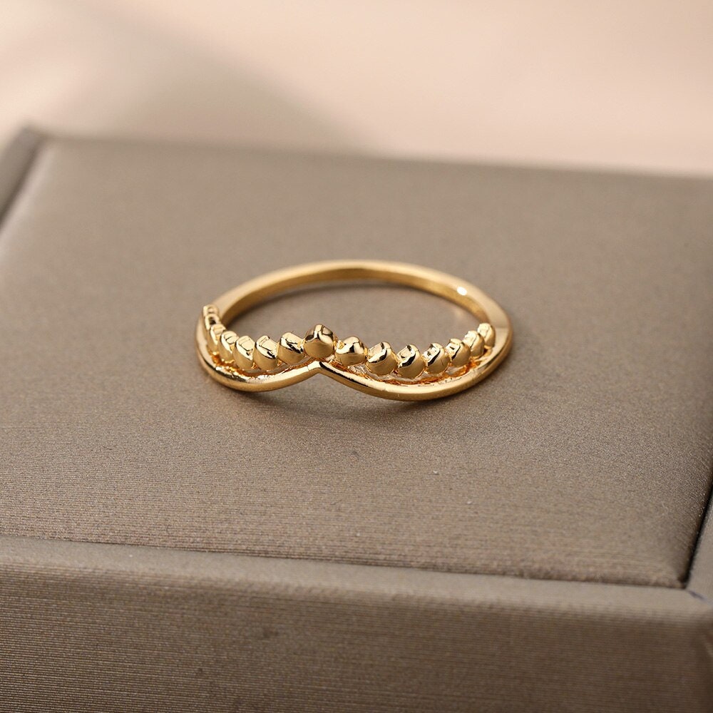 Gold Tiara Ring, Dainty Tiara Ring, 18K Gold Crown Ring, Dainty Crown Ring, Minimalistic Ring, Tiara Fashion Ring for Women, Gift for Her