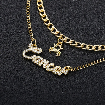 Horoscope Chain, 18K Gold Horoscope Charm, Gold Horoscope Necklace, Layering Chain Fashion Necklace for Women, Gift for Her