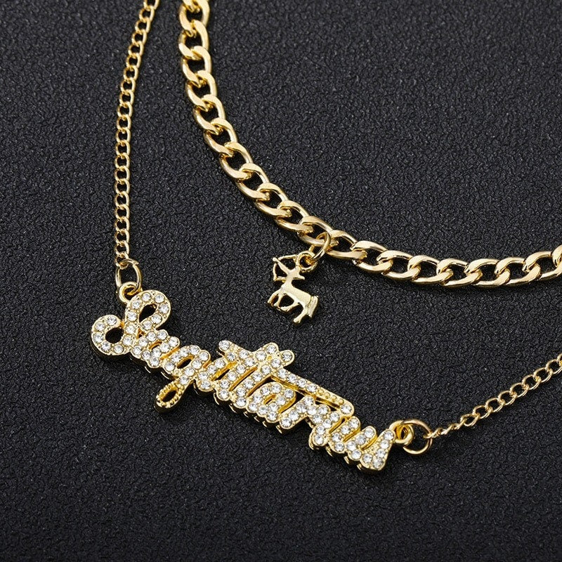 Horoscope Chain, 18K Gold Horoscope Charm, Gold Horoscope Necklace, Layering Chain Fashion Necklace for Women, Gift for Her