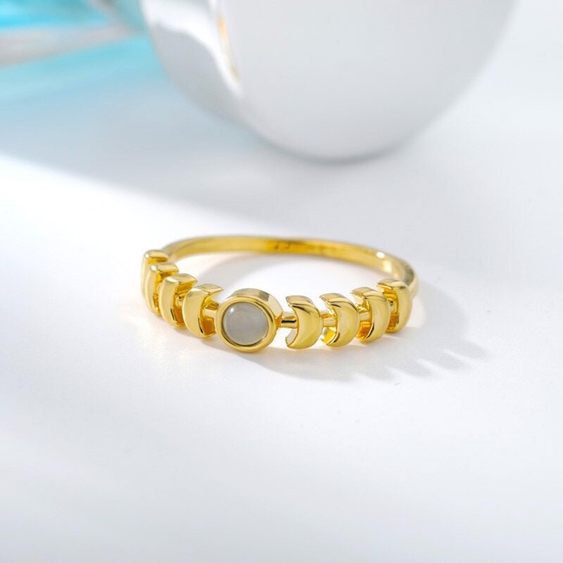 Gothic Moon Ring, 18K Gold Moon Ring, Goddess Moon Ring, Gothic Moon Fashion Ring for Women, Gift for Her