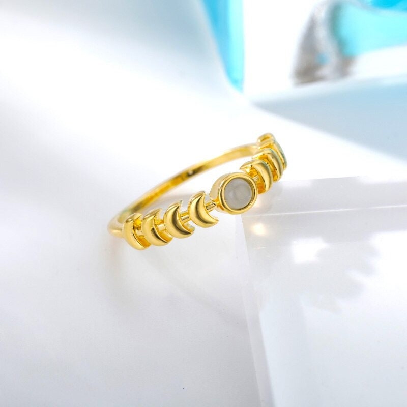 Gothic Moon Ring, 18K Gold Moon Ring, Goddess Moon Ring, Gothic Moon Fashion Ring for Women, Gift for Her