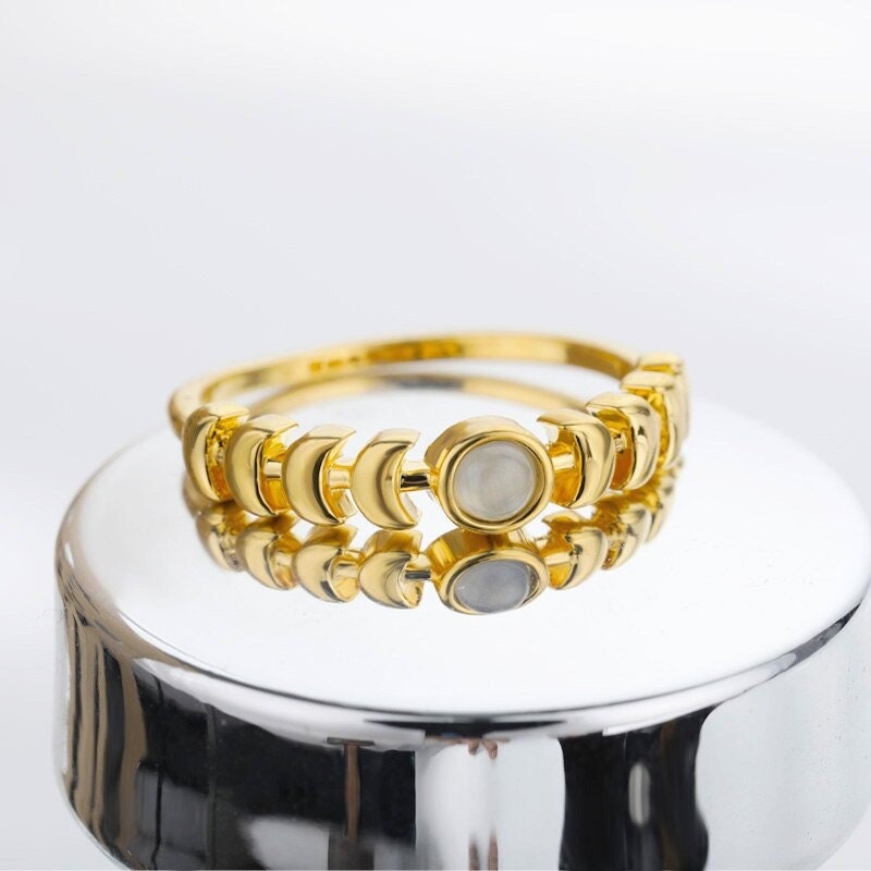 Gothic Moon Ring, 18K Gold Moon Ring, Goddess Moon Ring, Gothic Moon Fashion Ring for Women, Gift for Her