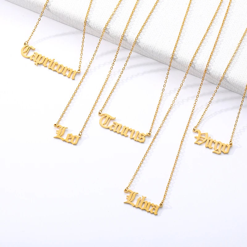 18K Gold Horoscope Necklace, Gold Horoscope Pendant, Horoscope Charm, Horoscope Fashion Necklace for Women, Gift for Her
