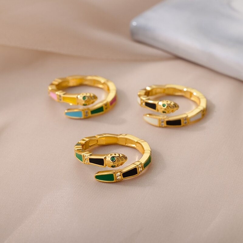 Punk Snake Ring, 18K Gold Snake Ring, Cute Snake Ring, Punk Snake Fashion Ring for Women, Gift for Her