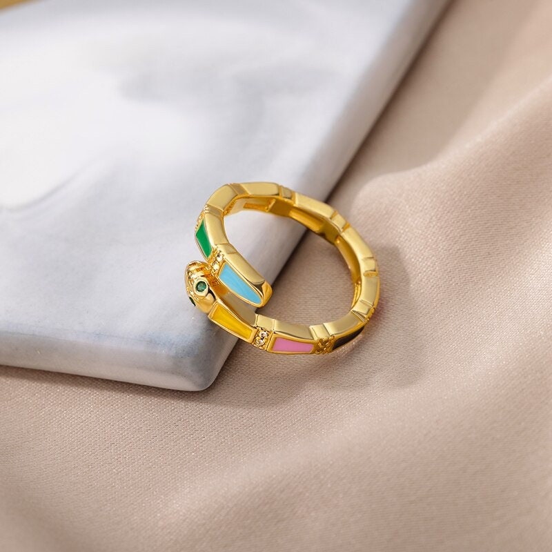 Punk Snake Ring, 18K Gold Snake Ring, Cute Snake Ring, Punk Snake Fashion Ring for Women, Gift for Her