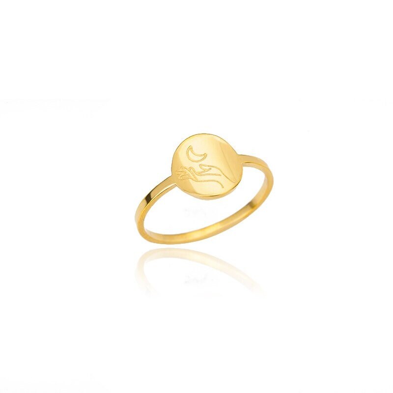 Dainty Moon Ring, 18K Gold Moon Ring, Dainty Goddess Ring, Gold Goddess Ring, Goddess Fashion Ring for Women, Gift for Her