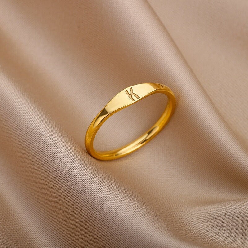 Dainty Initial Ring, 18K Gold Initial Ring, Minimalistic Initial Ring, Gold Letter Ring, Custom Fashion Ring for Women, Gift for Her