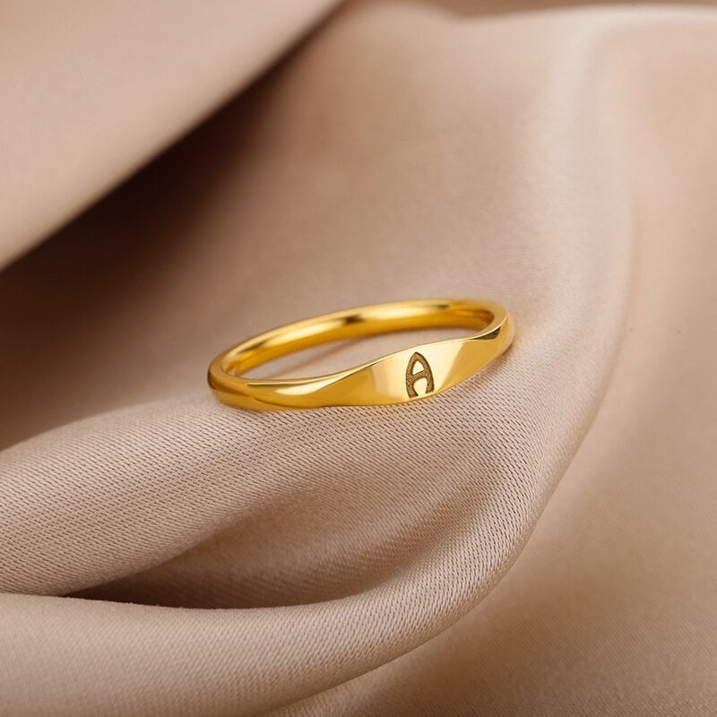 Dainty Initial Ring, 18K Gold Initial Ring, Minimalistic Initial Ring, Gold Letter Ring, Custom Fashion Ring for Women, Gift for Her