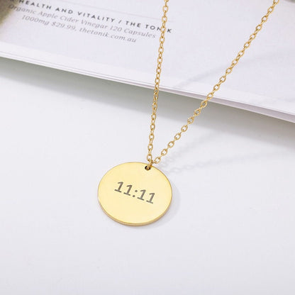 Dainty 11:11 Angel Number Coin Charm, 18K Gold Angel Number Necklace, Angel Number Fashion Necklace for Women, Gift for Her