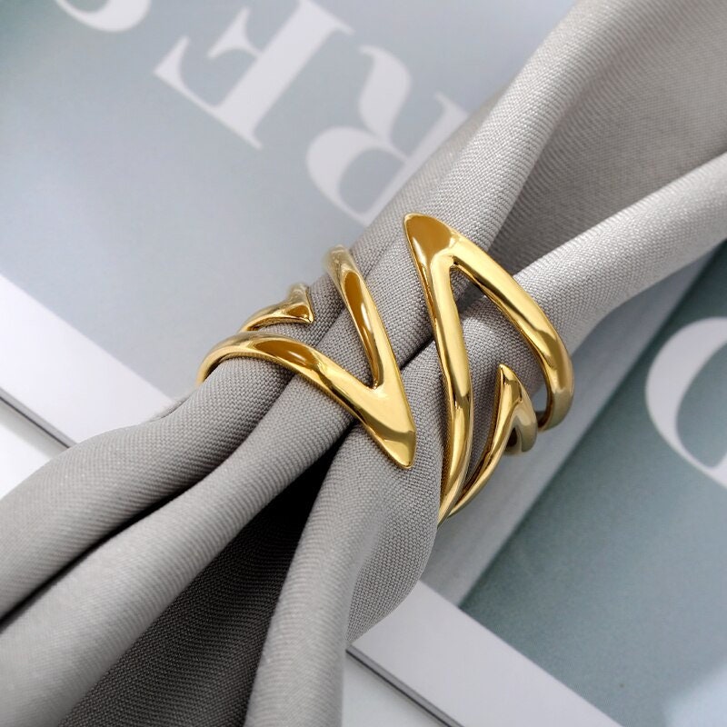 Punk Wrap Ring, Punk Hollow Ring, 18K Gold Twist Ring, Punk Twist Ring, Punk Fashion Ring for Women, Gift for Her