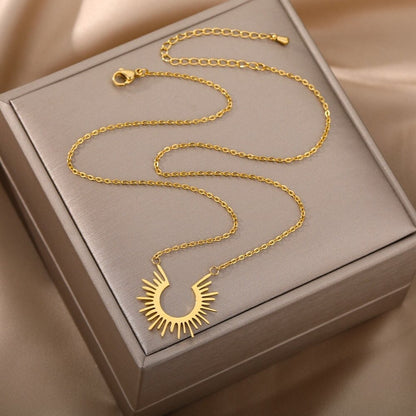 Gothic Sun Charm, 18K Gold Sun Necklace, Gothic Sun Fashion Necklace for Women, Gift for Her